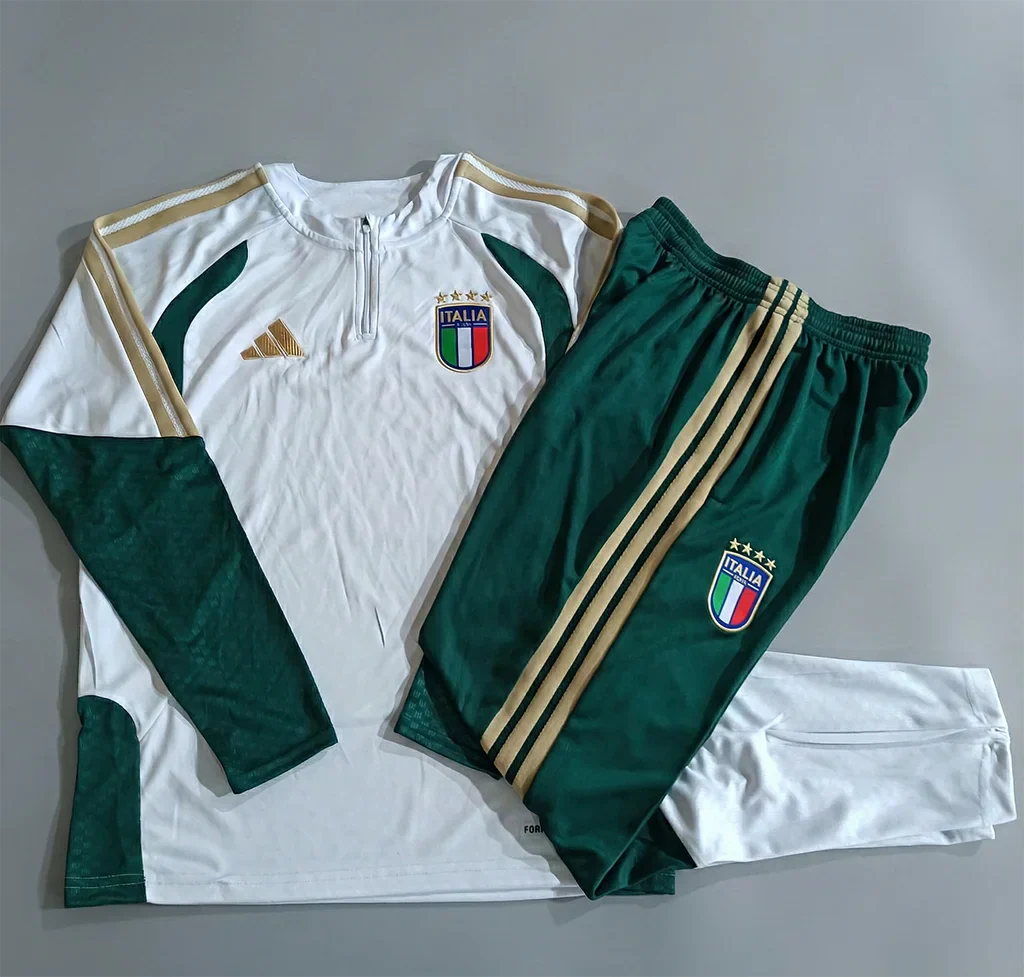 Tuta Italia Mezza Zip | Bianco & Verde Scuro 2025/2026