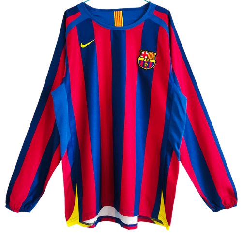 MAGLIA A MANICHE LUNGHE RETRO BARCELONA HOME 2005/06