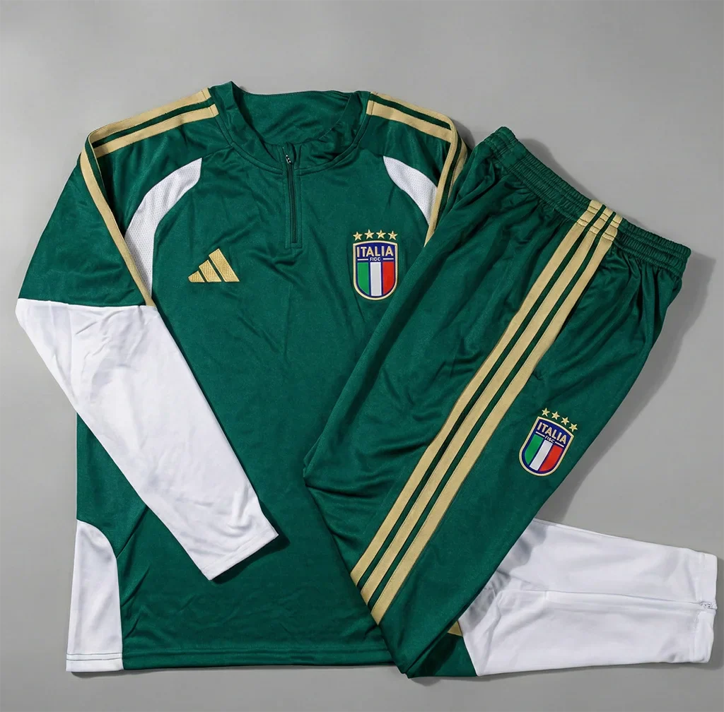 Tuta Italia Mezza Zip | Verde Scuro & Bianco 2025/2026